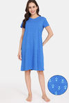 Rosaline Rural Charm Knit Cotton Knee Length Nightdress - Princess Blue — thumbnail 1